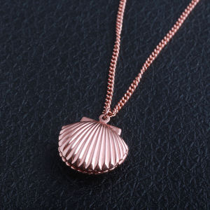 3 Color Fashion Jewelry Seashell Clam Beach Mermaid Photo Locket Chain Charm Necklace for Women Valentines day gift