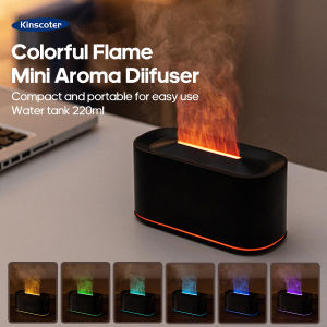 Mini Aroma Diffuser Aromatherapy Essential Oils Realistic Flame Lights Colorful RGB Air Humidifier Desktop USB Sprayer