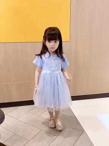 ชุดเอลซ่าเด็ก ชุดเจ้าหญิงเอลซ่า ผ้าตาข่าย งานพรีเมียม เเขนสั้น2-10ปี ชุดเดรสเด็ก