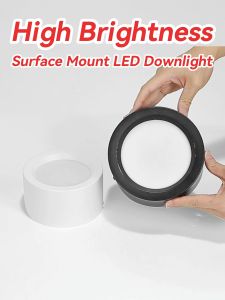 Led Surface Mounted Downlight Tricolor Ceiling Light Pin Light 20W 30W Round Downlight Indoor Lighting 3 Colors 220V For Living Home Lighting Room Bedroom