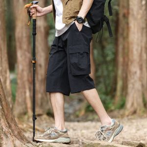 ROMON | Quần short công sở lụa băng Lông mày cho nam mùa hè mỏng thẳng quần nhanh khô quần dài thường ngày quần áo dài tám phong cách