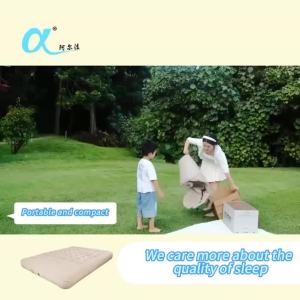 Alpha outdoor air cushion inflatable mattress special camping camping mat portable household double increase thickening (203x152x25cm).