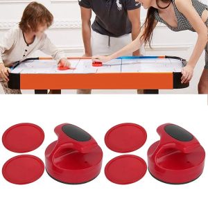 6pcs/set 94MM Plastic Air Hockey Push Handle With 4 Pucks Slider Pusher Replacement Set For Game Tables Air Hockey Accessories
