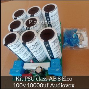 Kit PSU 8 elco 100v 10000uf audiovox Lengkap softstar+Tegangan simatris PSU class AB isi 8 elko 10000uf 100v lengkap Teg simetris Psu power amplifier class AB lengkap