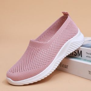 Old Beijing Cloth Shoes Womens Slip-On Comfortable Soft Bottom Breathable Mesh Face Mom Shoes Summer New Style Casual Flat Heel