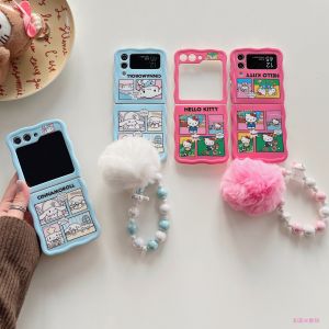 Cute KT Cat And Dog Silicone Phone Case for Samsung Galaxy Z Flip3/4/5/6 Flip Screen Protection Full Cover Soft Shell for Women
