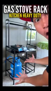 Baierdi Kitchen Storage Rack Microwave Storage Rack Floor-Mounted Multi-Layer Pot Rack Household Carbon Steel Gas Stove Rack