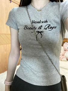 Áo Thun Tay Ngắn Cổ Tròn Dáng Ôm Vừa Vặn Cho Nữ Mùa Hè Thường Ngày Chất Liệu Cotton Pha Trộn Polyester Cổ Chữ U