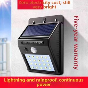 Solar-Powered Motion-Sensor LED Wall Light Waterproof Outdoor & Indoor