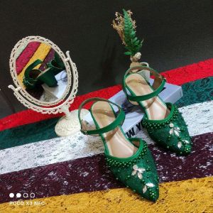 GHAZIA - 512 Sepatu Sendal High Heels 5cm Payet Wanita Pengantin Pesta Tali L Pantofel viral fleksibel teracota