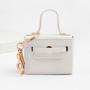 Little Creative Gifts Key Chain Stamping Stamping Small Solid Color Square Bag Earphone Bag Car Pendant Custom Logo