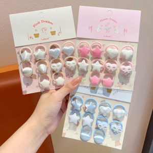 Elastic Pearl Heart Decorative Children Hair Ties