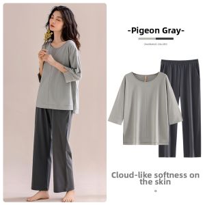 JIALEFEN | Spring and Autumn Ladies Cotton Pajamas Long Sleeve Thin Casual Wear