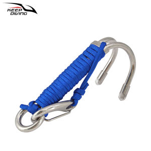 1Pcs 316 Stainless Steel Double Reef Hook With Luminous Rope Corrosion Preventive Scuba Diving BCD Safe Equipment