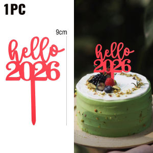 2026 Hello Happy New Year Acrylic Cake Topper for New Year Party DIY Cake Decoration Supplies New Year Golden Cupcake Toppers