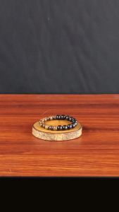 Gelang Kombinasi Kayu Galih Kelor Hitam dan Coklat by Riza Craft