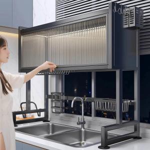 Kitchen Sink Storage Shelf Scullery Sink Dust-Proof Cupboard Countertop Organizer Tableware Multifunctional Storage Drain Rack