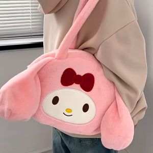 Kawaii Sanrio Plush Bag Kuromi Backpack Cinnamoroll Shoulder Bag Tote Makeup Cartoon My Melody Large Handbag Gift Girls