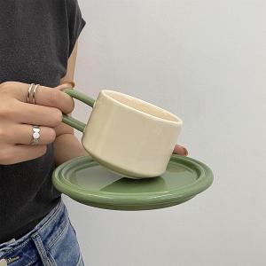 Bộ Tách Cà Phê Gốm Sứ Macaron Middle Age Color Coffee Cup Plate Set Afternoon Tea Atmosphere Dinnerware Nordic Style Handmade