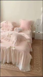 (💥CỰC RẺ) SET CHĂN TRẦN HÈ GA GỐI COTTON ĐŨI BÈO REN PHỐI NƠ 4 MÓN NHẬP KHẨU LOẠI 1