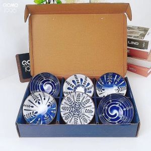 QOMO Set Mangkuk Seramik dengan Kotak Hadiah Seramik Mangkuk Pinggan Doorgift Untuk Hadiah Makan Malam Perkahwinan