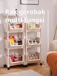 【Hadiah Gratis】AONEZ Rak Troli Flexible Trolley Roda Rak Keranjang Susun 3 Laundry Basket Dapur Pakaian Baju | Hapy Club Kids Rack-Cloe Toy Storage