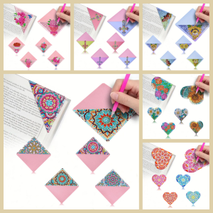 Four DIY Mandala Flower Pattern Diamond Art Corner Bookmarks Suitable for Books and Notebooks Are Deeply Loved by Readers