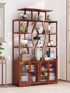 Showcase Cabinet Toy Shelf Shelves Cabinet Display Shelf Display Rack Display Cabinet Vase-Shaped Floor-Standing New Chinese Style Antique Shelf