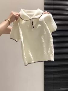 La Chapelle | Áo Thun Tay Ngắn Ôm Body In Carô Cổ Bé Bê Khoét Lỗ