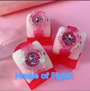 Hello Kitty Watch for Kids Girls Transparent Luminous Digital Watch Cute 3D Cartoon Kids Watch Plastic Wrist Watch For Kids Boys Girls Gifts