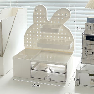 Desktop Hole Board Organizer Rack Pen Holder Student Dormitory Desk Office Stationery Drawer Style Storage Box Rectangular Shape PP Material