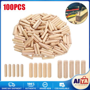 ★Same Day Shipping★ 100Pcs Sturdy Wooden Dowels Hard Wood Grooved Plugs Damp-Proof Wooden Dowel Pins No Burr Grooved Fluted Wood Plugs Dowel Rods Easy Insertion Woodwork CYB-Wood-Craft-Pins
