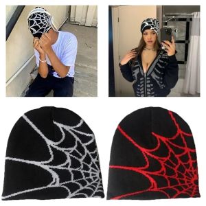 Y2K Gothic Spider Web Pattern Wool Knitted Hat Women Beanie Winter Warm Beanies Men Casual Skullies Spinner Hat Net Hat - Lazada