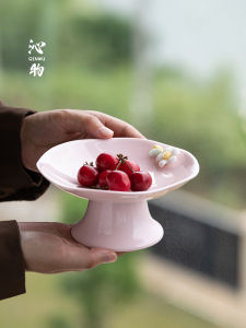Bát Đựng Trái Cây Bằng Gốm Sứ Màu Hồng Thủ Công Bát Đựng Trà Tráng Miệng Bát Đựng Trái Cây Cao Dùng Trong Nhà Bát Đựng Đồ Ăn Nhẹ Kiểu Trung Quốc