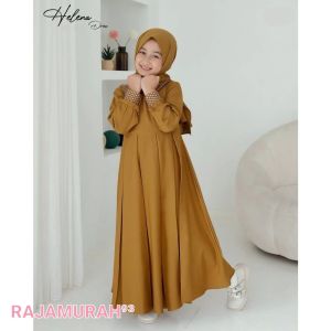 HELENA DRESS KIDS USIA 3-13 Tahun Fashion Anak Muslimah bahan Crinkle Cantik Simple Mewah Elegan // Gamis Anak Terbaru 2024