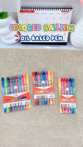 FCI Colored Oil Based Ballpen 1.0mm(4pc/5pc/6pc8/10pc) Smooth Writing Ball Pen with Vibrant Ink Colors Comfortable Grip for School and Office Supplies