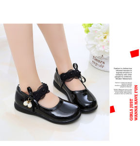 Fashion Shoes Black Shoes for Kids Girls PU leather School Shoes for 3-12Y for Girl with Box(size26-37) Good Quality Breathable and Soft