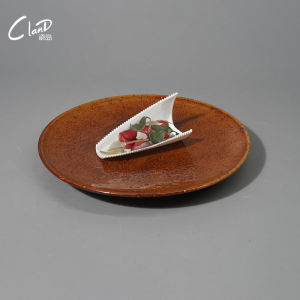 Nordic Creative Ceramics Dish Vintage Steak Pasta Plate Western Diningware Rustproof BBQ Grill Dish Circular Flatware Plate