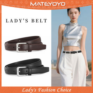 MATEYOYO Fashion Women Belts Retro Belt Elegant Slim Belt Soft Second-layer Cow Leather Belt Adjustable Girls Ladies Long Straps Waistbands Dress Coat Alloy Buckle Leisure Belt