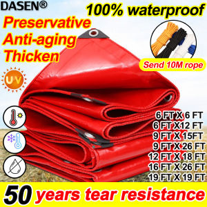 Durable for 50 years DASEN trapal waterproof makapal tarpaulin waterproof 19FTx26FT Anti-aging tear resistant sunscreen waterproof on both sides(with holes)thickened Outdoor Canopies car Covers Rain sun cover laminated sack Camping Tarpaulin