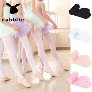 Rabbite 1 Pair 90D Spring Nude/White/Black Girls Dance Ballet Tights Soft Microfiber Socks Dance Leggings