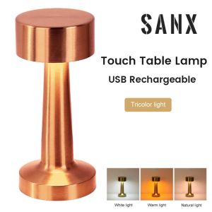 SANX Retro Bar Table Lamp Restaurant Hotel Decoration Light Rechargeable 3 Colors Touch Dimming Desk Bedroom Cafe Led Decor Lamp