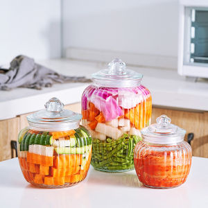 AmoKi Glass Sealed Cans Food Storage Jar Spice Bottle Storage Transparent Jar Bottle Large Capacity 650ml 1250ml 2200ml