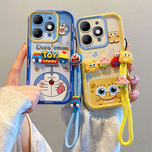 Phone Case Itel A90 Cute Colour Cartoon Casing with Lanyard Lens Protection Silicone Soft Back Cover