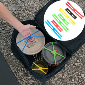 สายรัดซิลิโคนรูปตัว H สำหรับจัดเก็บอุปกรณ์รับประทานอาหารสำหรับตั้งแคมป์กลางแจ้ง 5/10 ชิ้น สายรัดยืดหยุ่นหลากสีสำหรับมัดช้อนส้อม