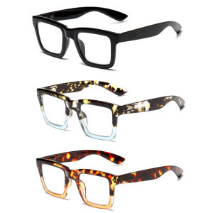 Three Pairs of Stylish and Comfortable Large-Framed Reading Glasses Blue Light Protection Suitable for Both Men and Women