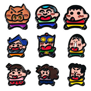 9Pcs Crayon Shin-chan Enamel Pins Set Cute Anime Shinchan & Friends Brooches for Backpack Fans Decorative Gifts