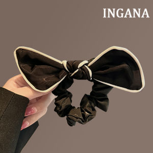 ยางรัดผมลายผีเสื้อสีดำ ยางรัดผมยืดหยุ่นสูง ยางรัดผมสไตล์เกาหลี แฟชั่นฤดูใบไม้ผลิ 2024 ยางรัดผมผ้าลายผีเสื้อสีบล็อก