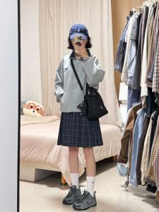 Váy Midi Xếp Ly Kẻ Caro Cạp Cao Cho Nữ Mùa Xuân Hè Váy Chữ a Phong Cách Đại Học Váy Xếp Ly Cạp Cao Cho Nữ