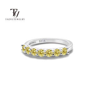 Classic 925sterling Silver Round Ring 0.1CT*7 D Color Moissanite Simple Elegant Jewelry Women Fine Jewelry Ring For Party